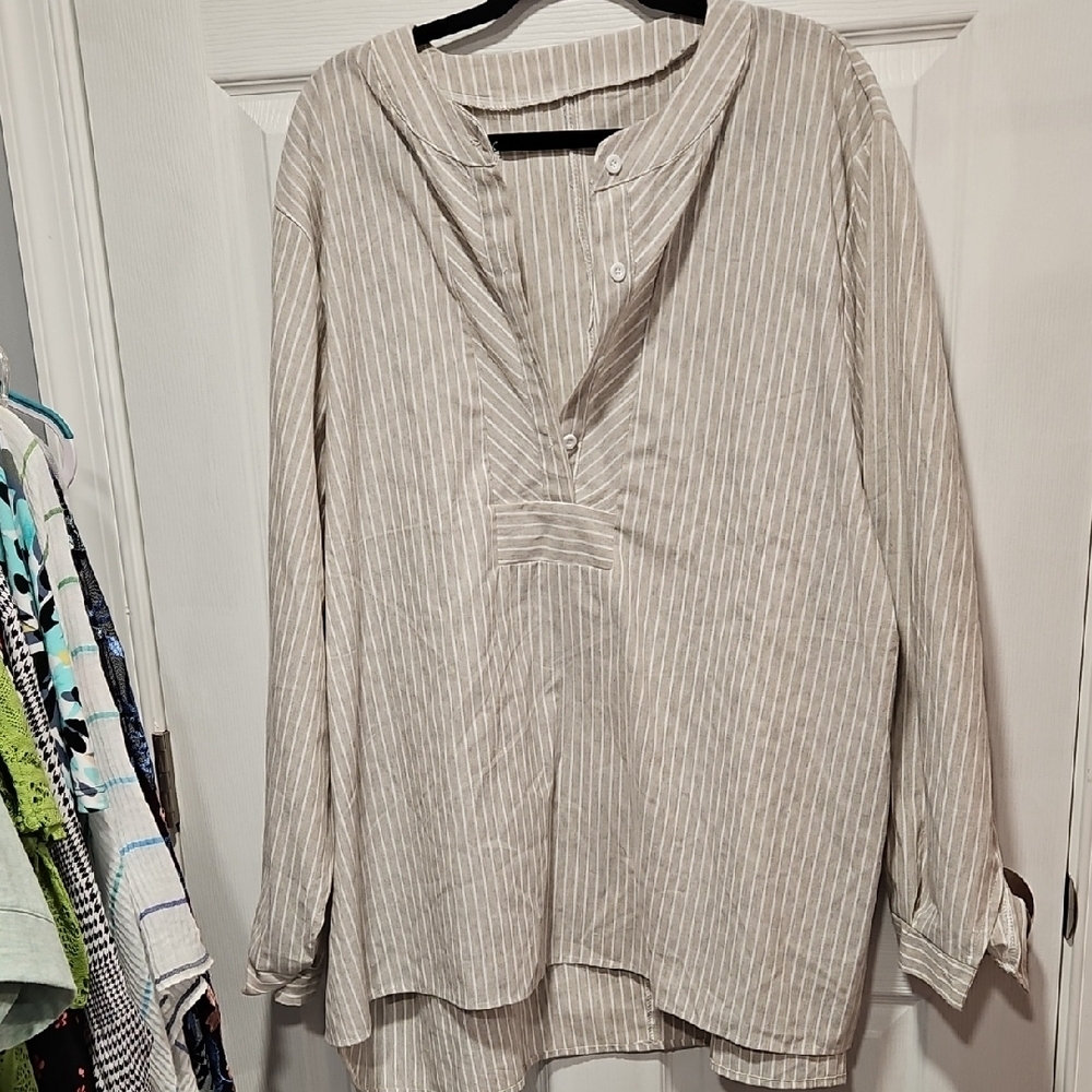 Striped Cream And White Women's Top